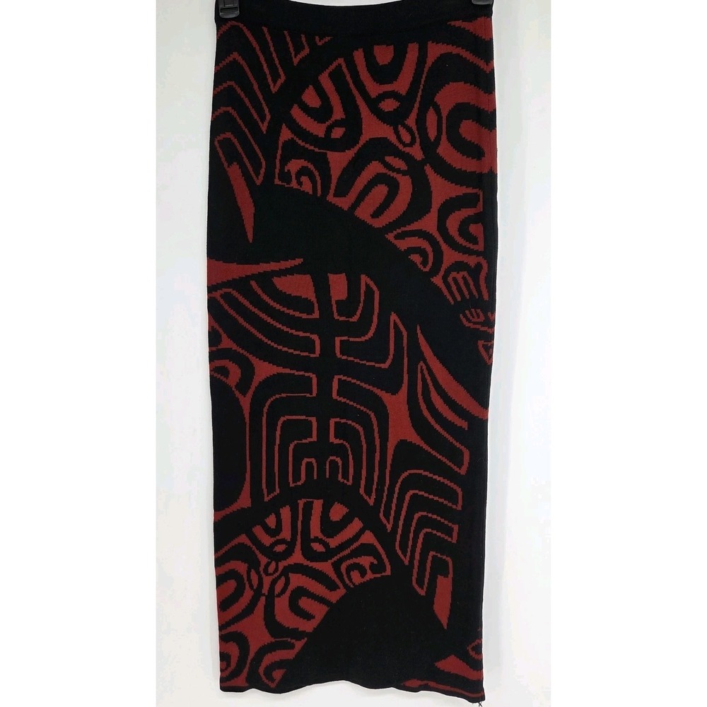 Peruvian Connection Tribal Skirt Small Bohemian Pima Cotton Knit Maxi - Picture 2 of 4